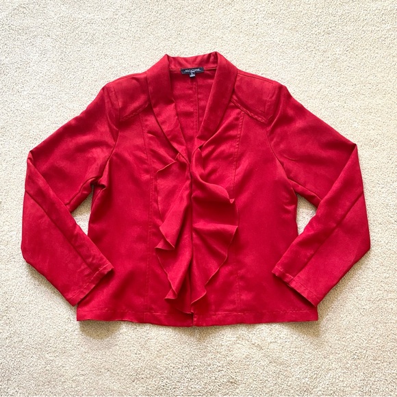 Vintage Red Ruffled Notations Blazer - Picture 1 of 5